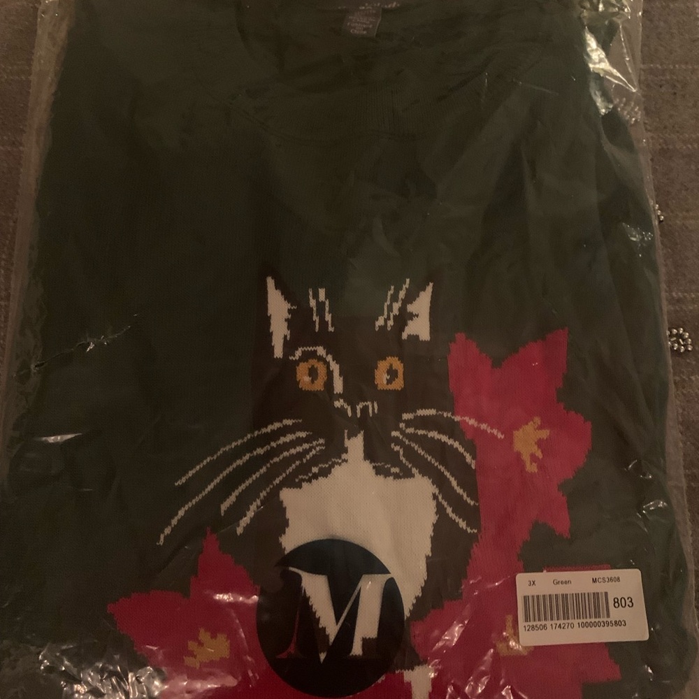 Brand new holiday or winter sweater for a cat lover or just for a festive flair.